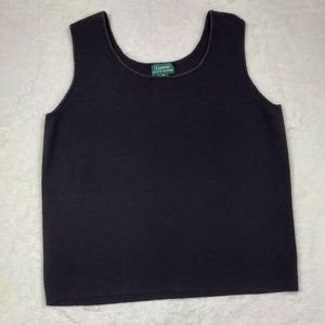 Lauren Ralph Lauren Black Wool Blend Sweater Tank Top Beaded Neckline Size 2X